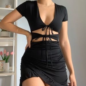 Short Sleeve Tie Front Dress